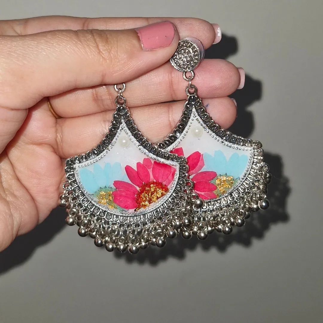 Pink Lotus Chandbali Jhumkas