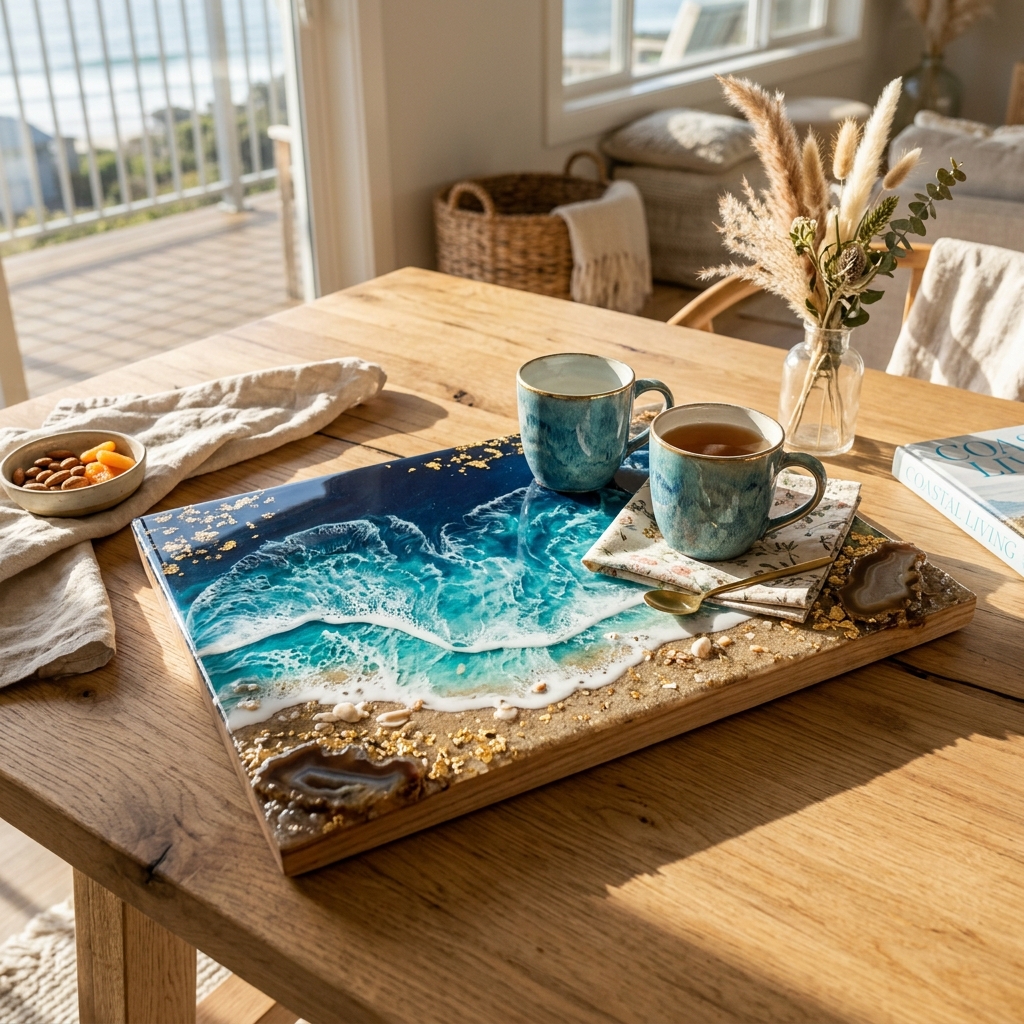 Ocean Resin Agate Serving Tray